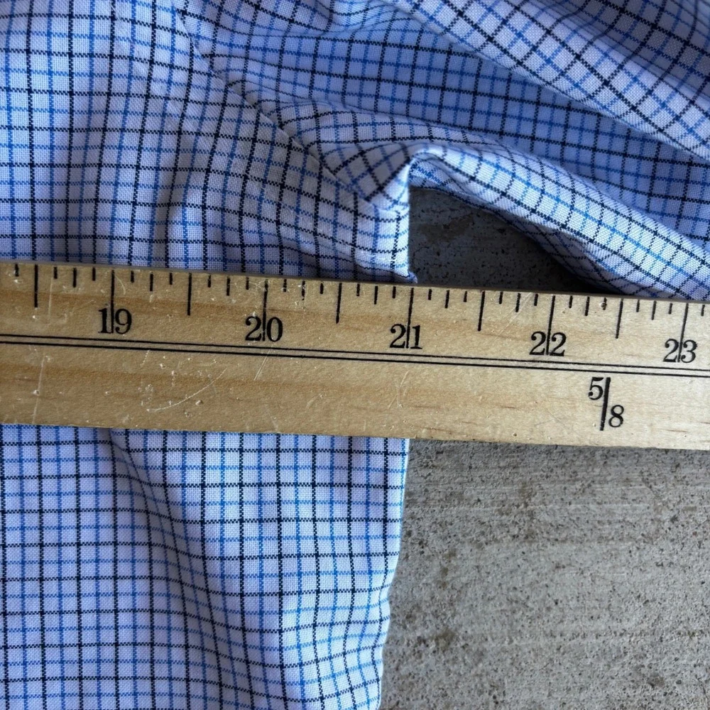 Banana Republic Standard Fit Men Non-Iron 100% Cotton White Check Dress Shirt M